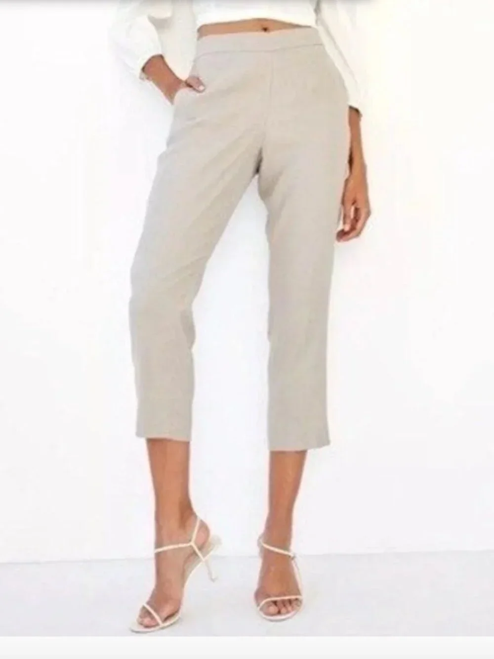Aritzia Babaton Conan Cropped Pant Cream white straight leg Pants 6
